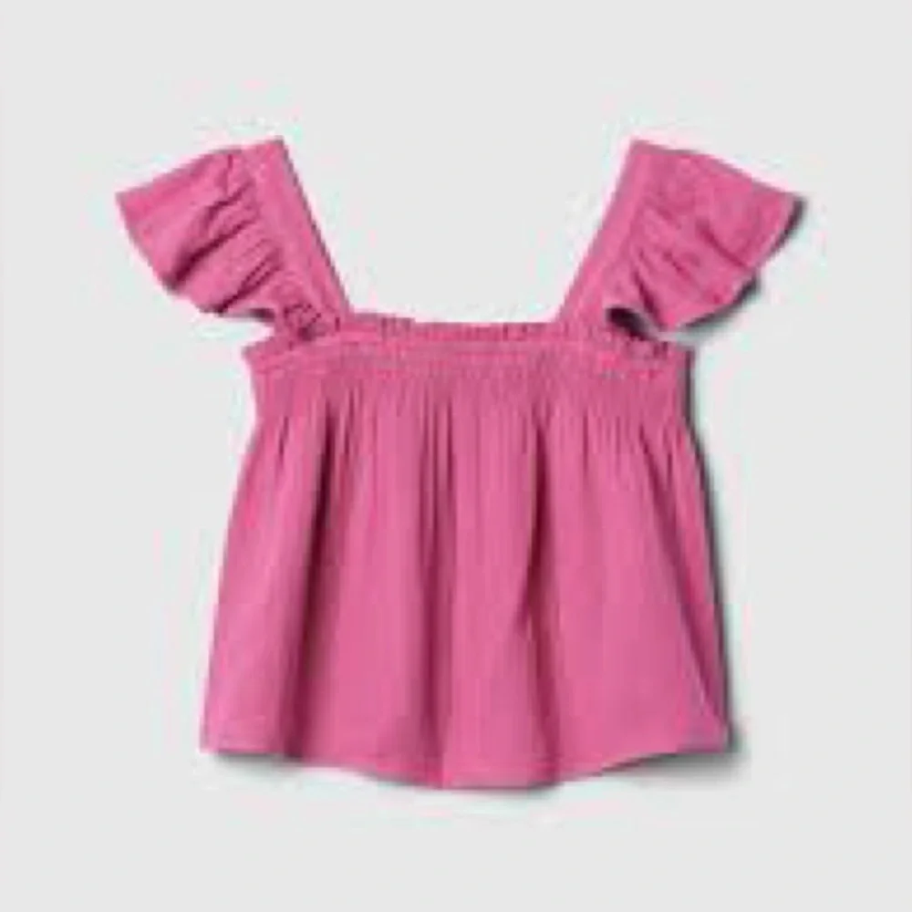 GAP Girls Pink Gauze Flutter Sleeve Top Size 10 L Smocked NWOT
